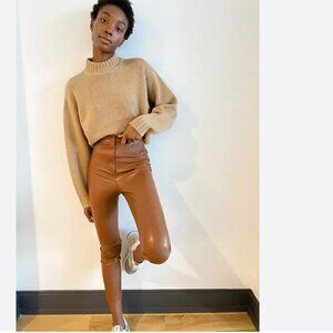 ARITZIA WILFRED FREE JUPITER COGNAC FAUX LEATHER PANTS - 8